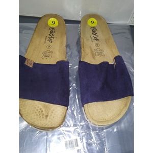 Biostep Blue Suede Leather Comfort Cork Sandals Women's